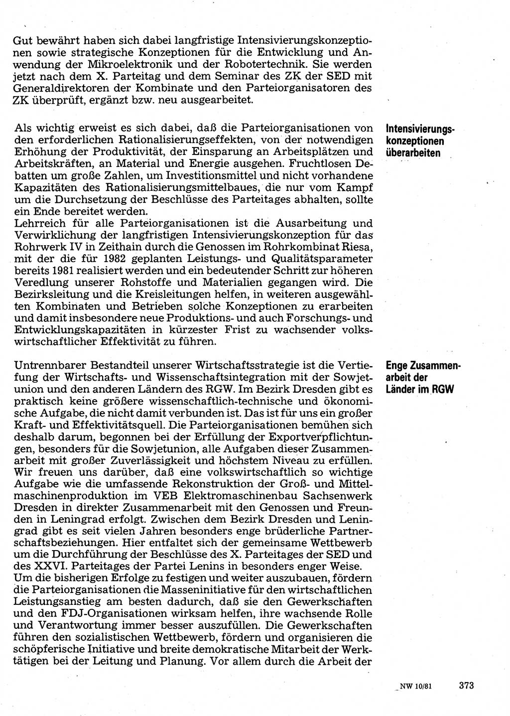 Neuer Weg (NW), Organ des Zentralkomitees (ZK) der SED (Sozialistische Einheitspartei Deutschlands) für Fragen des Parteilebens, 36. Jahrgang [Deutsche Demokratische Republik (DDR)] 1981, Seite 373 (NW ZK SED DDR 1981, S. 373)
