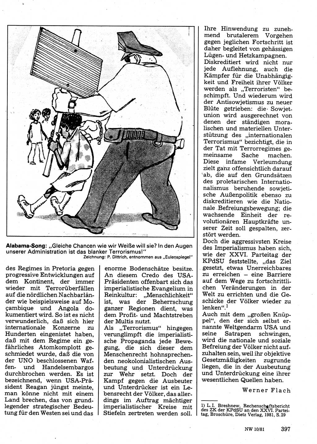 Neuer Weg (NW), Organ des Zentralkomitees (ZK) der SED (Sozialistische Einheitspartei Deutschlands) für Fragen des Parteilebens, 36. Jahrgang [Deutsche Demokratische Republik (DDR)] 1981, Seite 397 (NW ZK SED DDR 1981, S. 397)