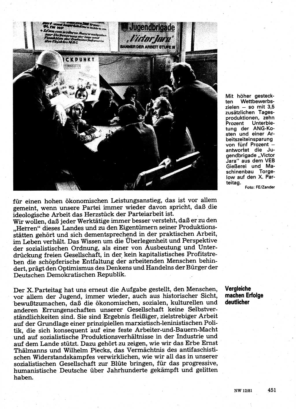 Neuer Weg (NW), Organ des Zentralkomitees (ZK) der SED (Sozialistische Einheitspartei Deutschlands) für Fragen des Parteilebens, 36. Jahrgang [Deutsche Demokratische Republik (DDR)] 1981, Seite 451 (NW ZK SED DDR 1981, S. 451)
