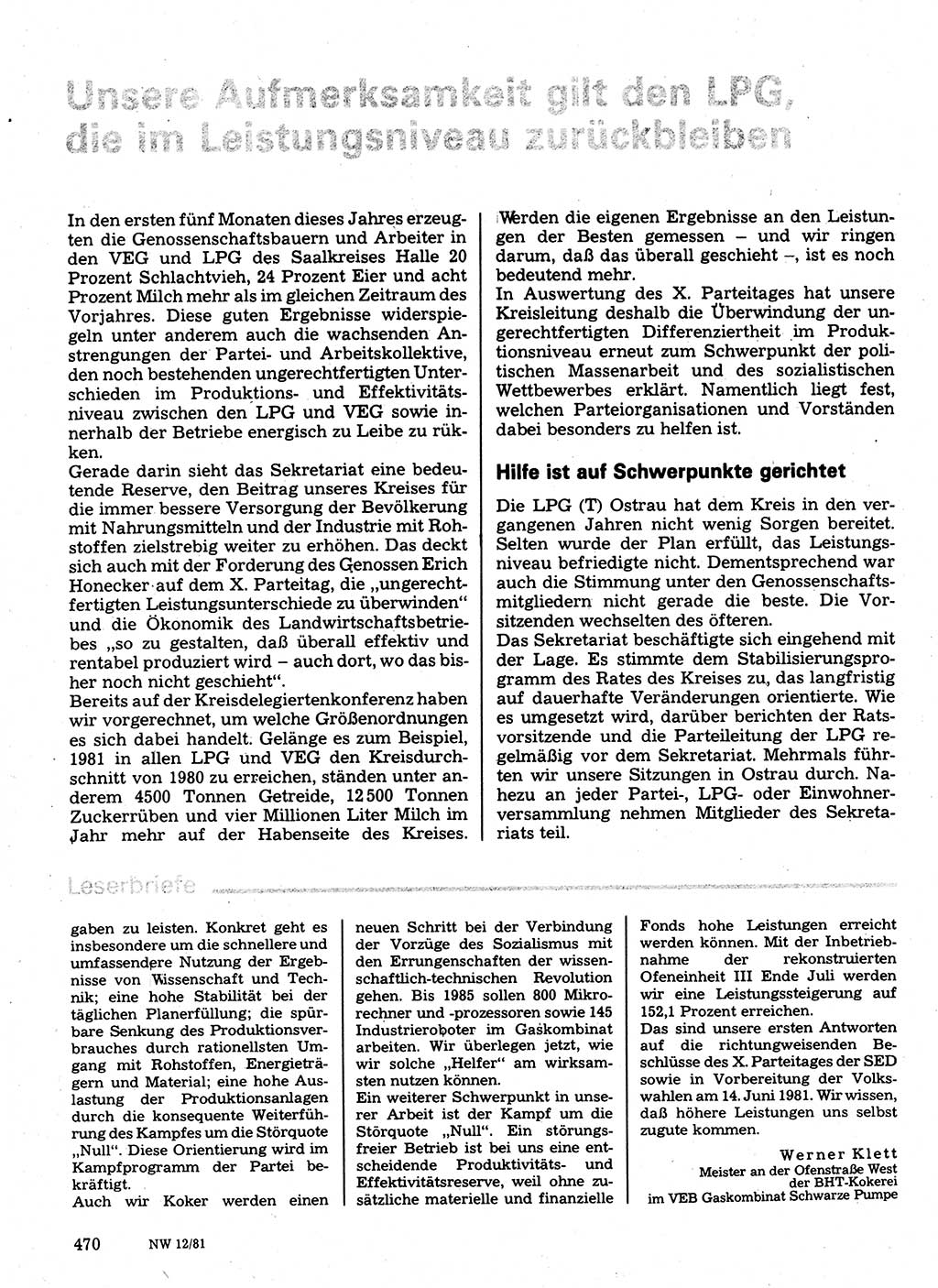 Neuer Weg (NW), Organ des Zentralkomitees (ZK) der SED (Sozialistische Einheitspartei Deutschlands) für Fragen des Parteilebens, 36. Jahrgang [Deutsche Demokratische Republik (DDR)] 1981, Seite 470 (NW ZK SED DDR 1981, S. 470)