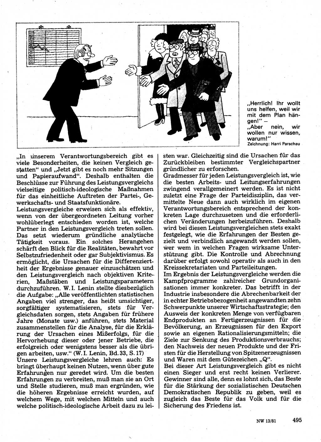 Neuer Weg (NW), Organ des Zentralkomitees (ZK) der SED (Sozialistische Einheitspartei Deutschlands) für Fragen des Parteilebens, 36. Jahrgang [Deutsche Demokratische Republik (DDR)] 1981, Seite 495 (NW ZK SED DDR 1981, S. 495)