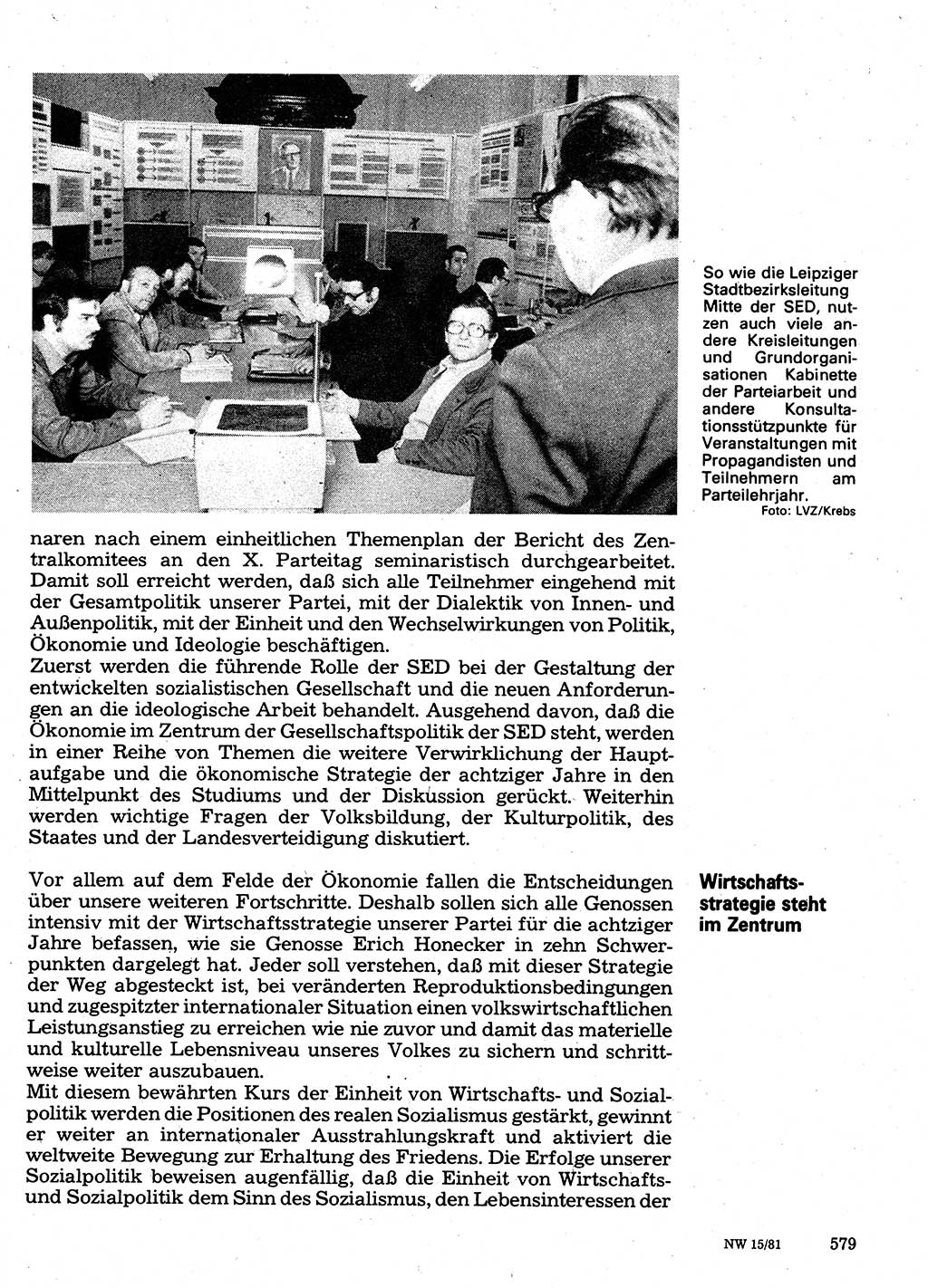 Neuer Weg (NW), Organ des Zentralkomitees (ZK) der SED (Sozialistische Einheitspartei Deutschlands) für Fragen des Parteilebens, 36. Jahrgang [Deutsche Demokratische Republik (DDR)] 1981, Seite 579 (NW ZK SED DDR 1981, S. 579)