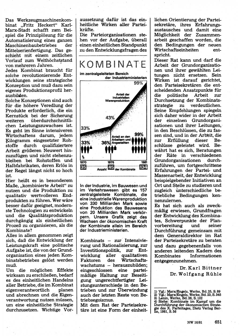 Neuer Weg (NW), Organ des Zentralkomitees (ZK) der SED (Sozialistische Einheitspartei Deutschlands) für Fragen des Parteilebens, 36. Jahrgang [Deutsche Demokratische Republik (DDR)] 1981, Seite 651 (NW ZK SED DDR 1981, S. 651)