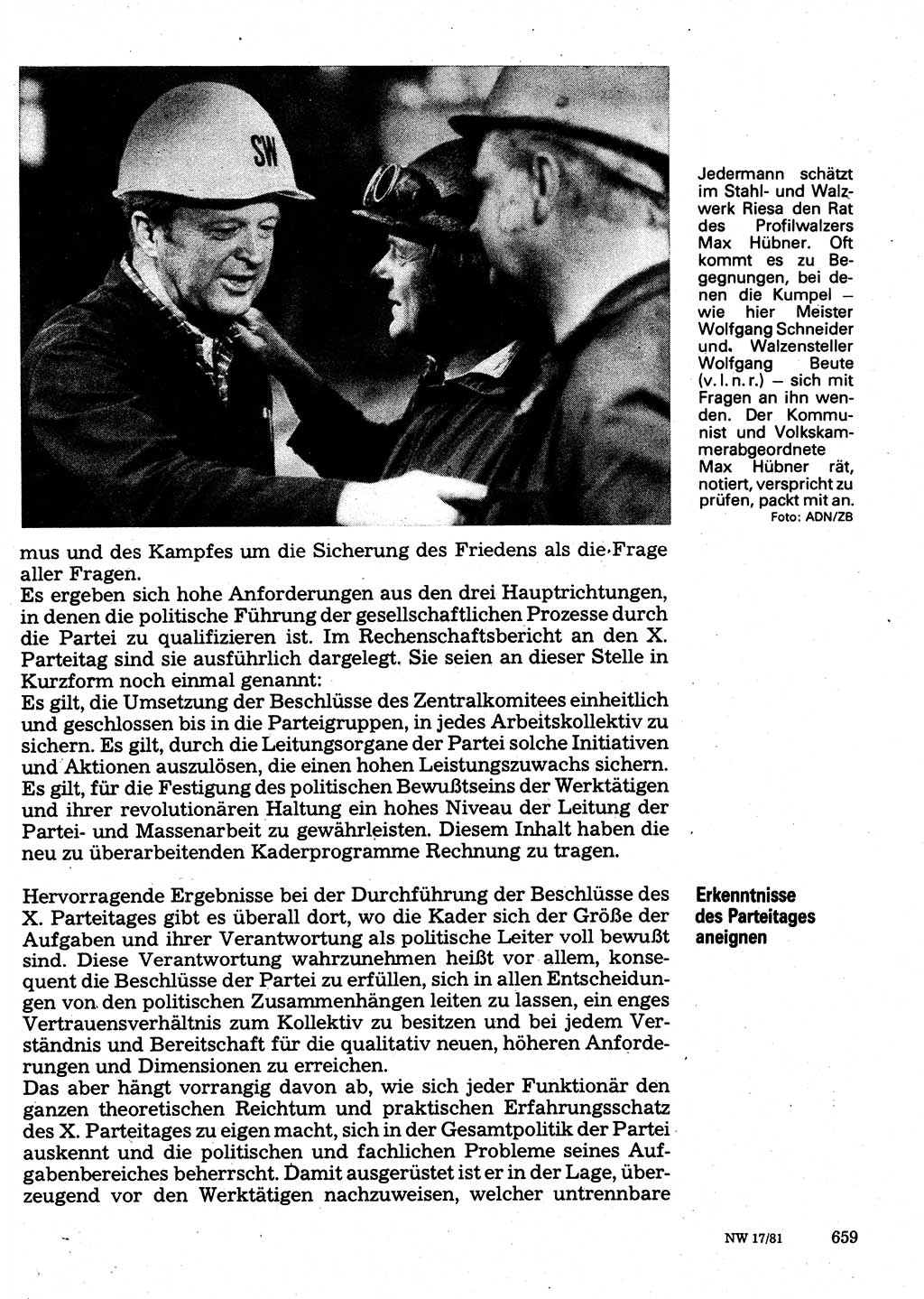 Neuer Weg (NW), Organ des Zentralkomitees (ZK) der SED (Sozialistische Einheitspartei Deutschlands) für Fragen des Parteilebens, 36. Jahrgang [Deutsche Demokratische Republik (DDR)] 1981, Seite 659 (NW ZK SED DDR 1981, S. 659)