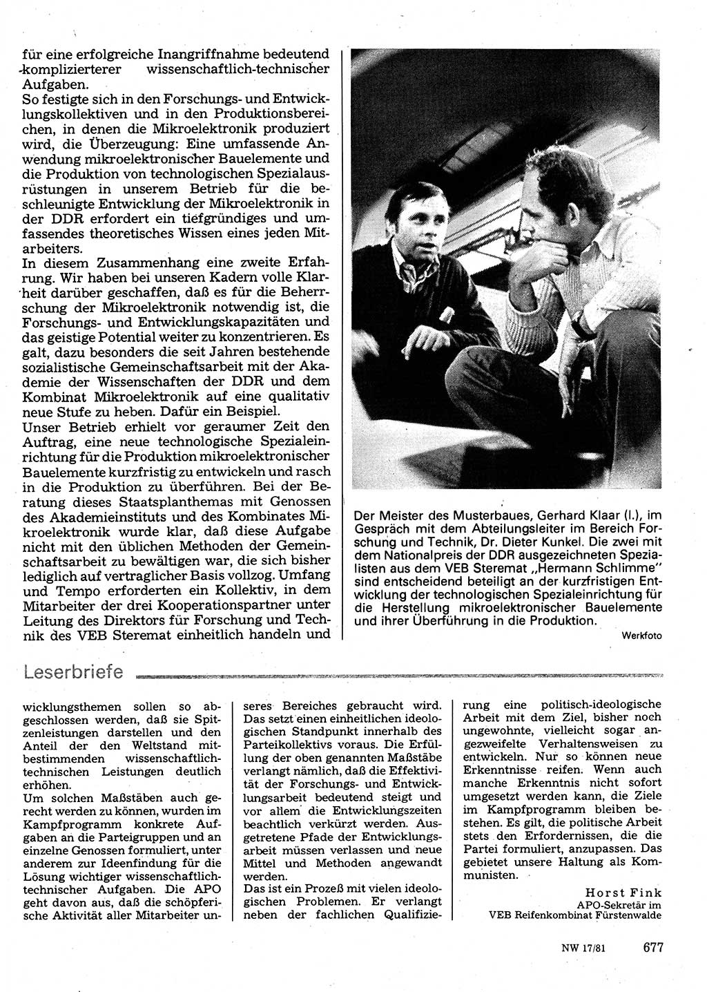 Neuer Weg (NW), Organ des Zentralkomitees (ZK) der SED (Sozialistische Einheitspartei Deutschlands) für Fragen des Parteilebens, 36. Jahrgang [Deutsche Demokratische Republik (DDR)] 1981, Seite 677 (NW ZK SED DDR 1981, S. 677)