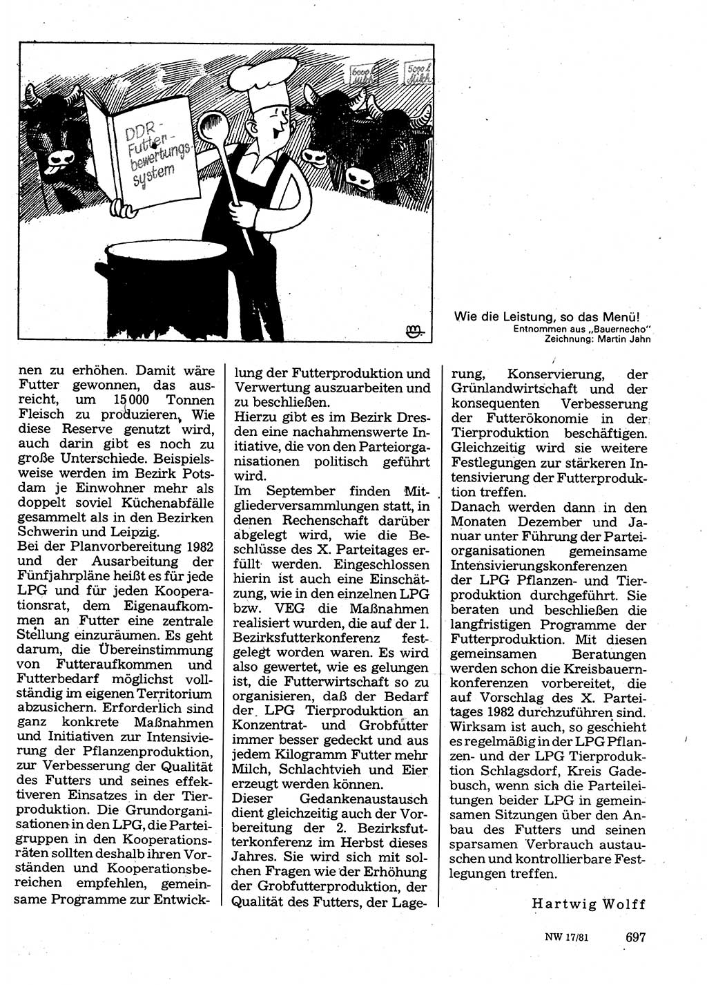 Neuer Weg (NW), Organ des Zentralkomitees (ZK) der SED (Sozialistische Einheitspartei Deutschlands) für Fragen des Parteilebens, 36. Jahrgang [Deutsche Demokratische Republik (DDR)] 1981, Seite 697 (NW ZK SED DDR 1981, S. 697)