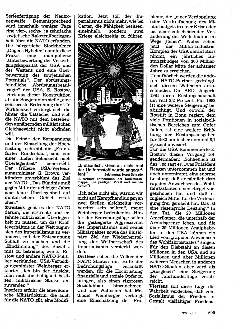 Neuer Weg (NW), Organ des Zentralkomitees (ZK) der SED (Sozialistische Einheitspartei Deutschlands) für Fragen des Parteilebens, 36. Jahrgang [Deutsche Demokratische Republik (DDR)] 1981, Seite 699 (NW ZK SED DDR 1981, S. 699)