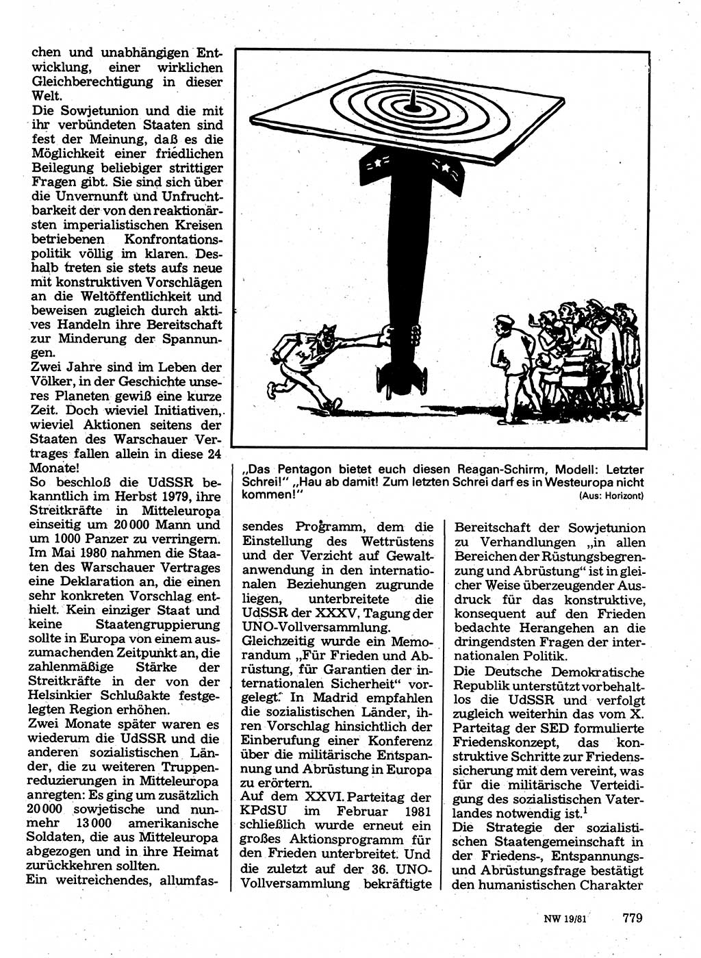 Neuer Weg (NW), Organ des Zentralkomitees (ZK) der SED (Sozialistische Einheitspartei Deutschlands) für Fragen des Parteilebens, 36. Jahrgang [Deutsche Demokratische Republik (DDR)] 1981, Seite 779 (NW ZK SED DDR 1981, S. 779)