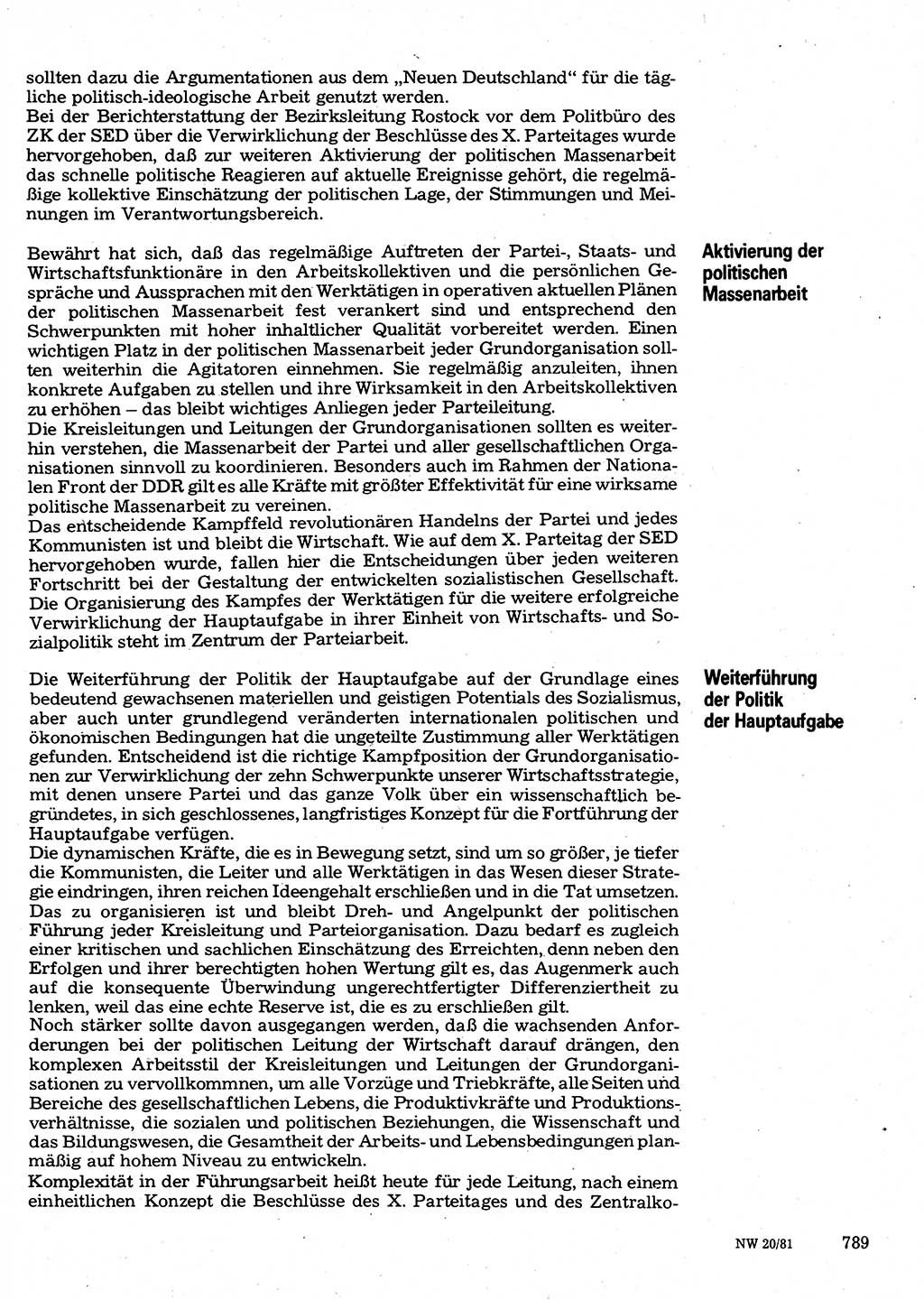 Neuer Weg (NW), Organ des Zentralkomitees (ZK) der SED (Sozialistische Einheitspartei Deutschlands) für Fragen des Parteilebens, 36. Jahrgang [Deutsche Demokratische Republik (DDR)] 1981, Seite 789 (NW ZK SED DDR 1981, S. 789)