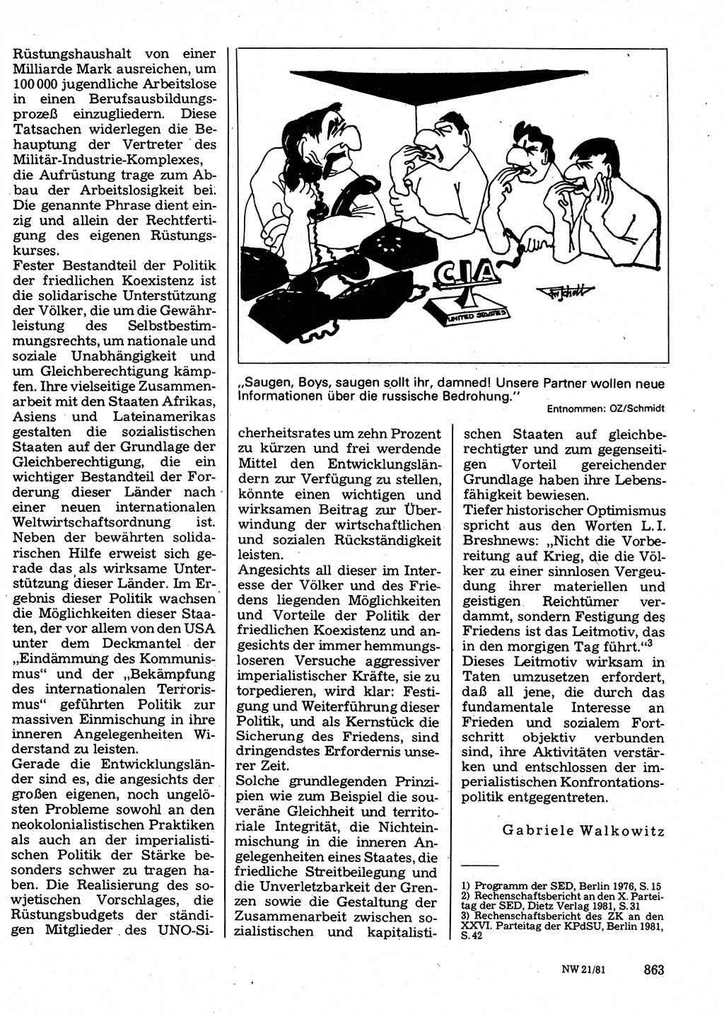 Neuer Weg (NW), Organ des Zentralkomitees (ZK) der SED (Sozialistische Einheitspartei Deutschlands) für Fragen des Parteilebens, 36. Jahrgang [Deutsche Demokratische Republik (DDR)] 1981, Seite 863 (NW ZK SED DDR 1981, S. 863)