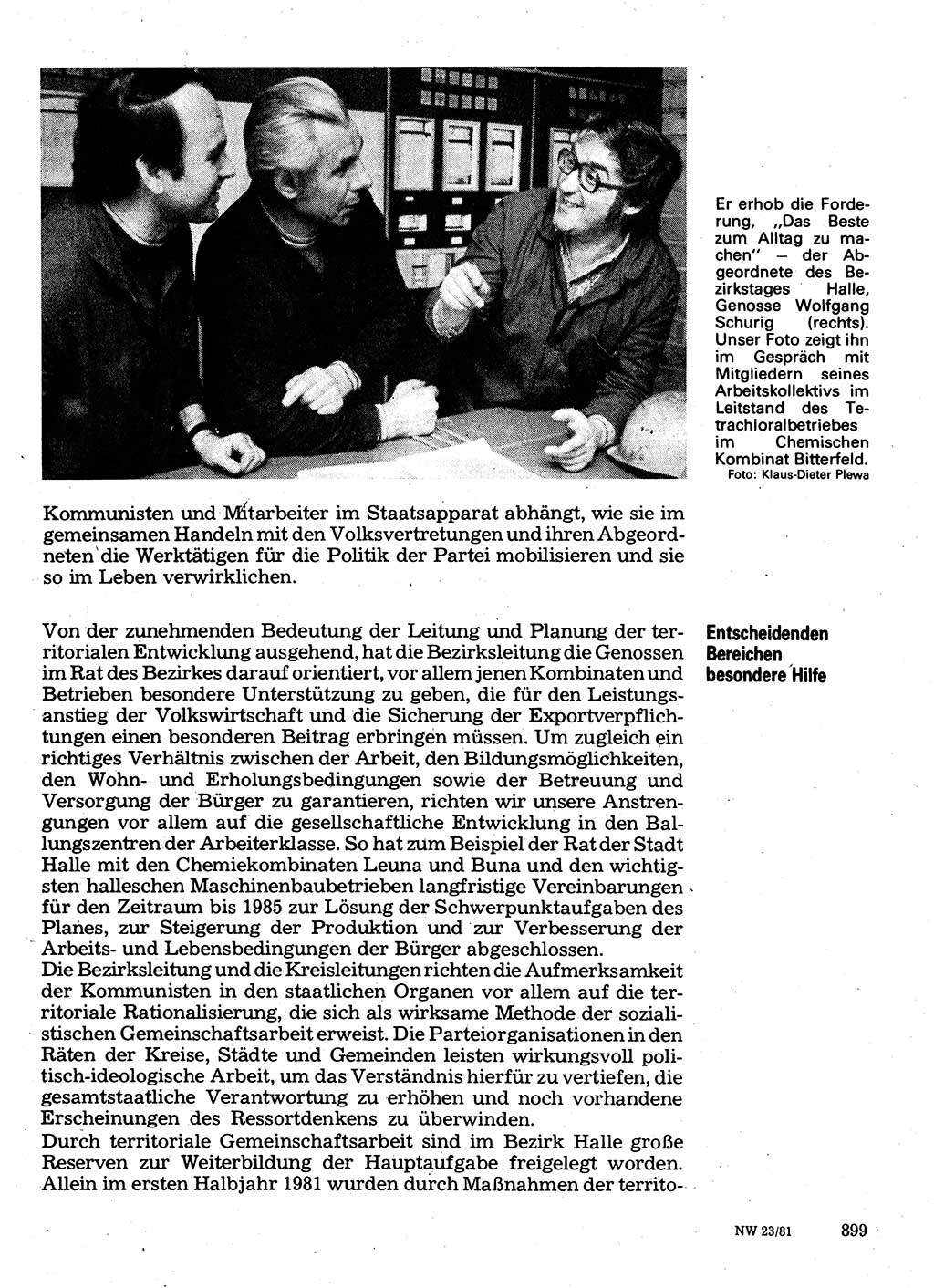 Neuer Weg (NW), Organ des Zentralkomitees (ZK) der SED (Sozialistische Einheitspartei Deutschlands) für Fragen des Parteilebens, 36. Jahrgang [Deutsche Demokratische Republik (DDR)] 1981, Seite 899 (NW ZK SED DDR 1981, S. 899)