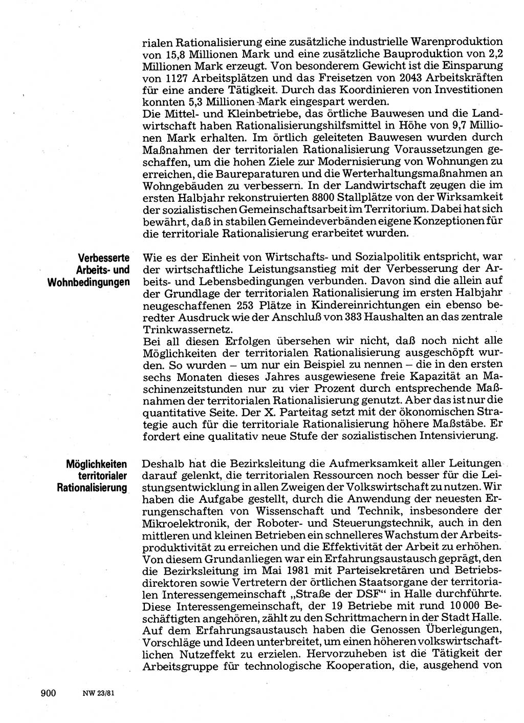 Neuer Weg (NW), Organ des Zentralkomitees (ZK) der SED (Sozialistische Einheitspartei Deutschlands) für Fragen des Parteilebens, 36. Jahrgang [Deutsche Demokratische Republik (DDR)] 1981, Seite 900 (NW ZK SED DDR 1981, S. 900)