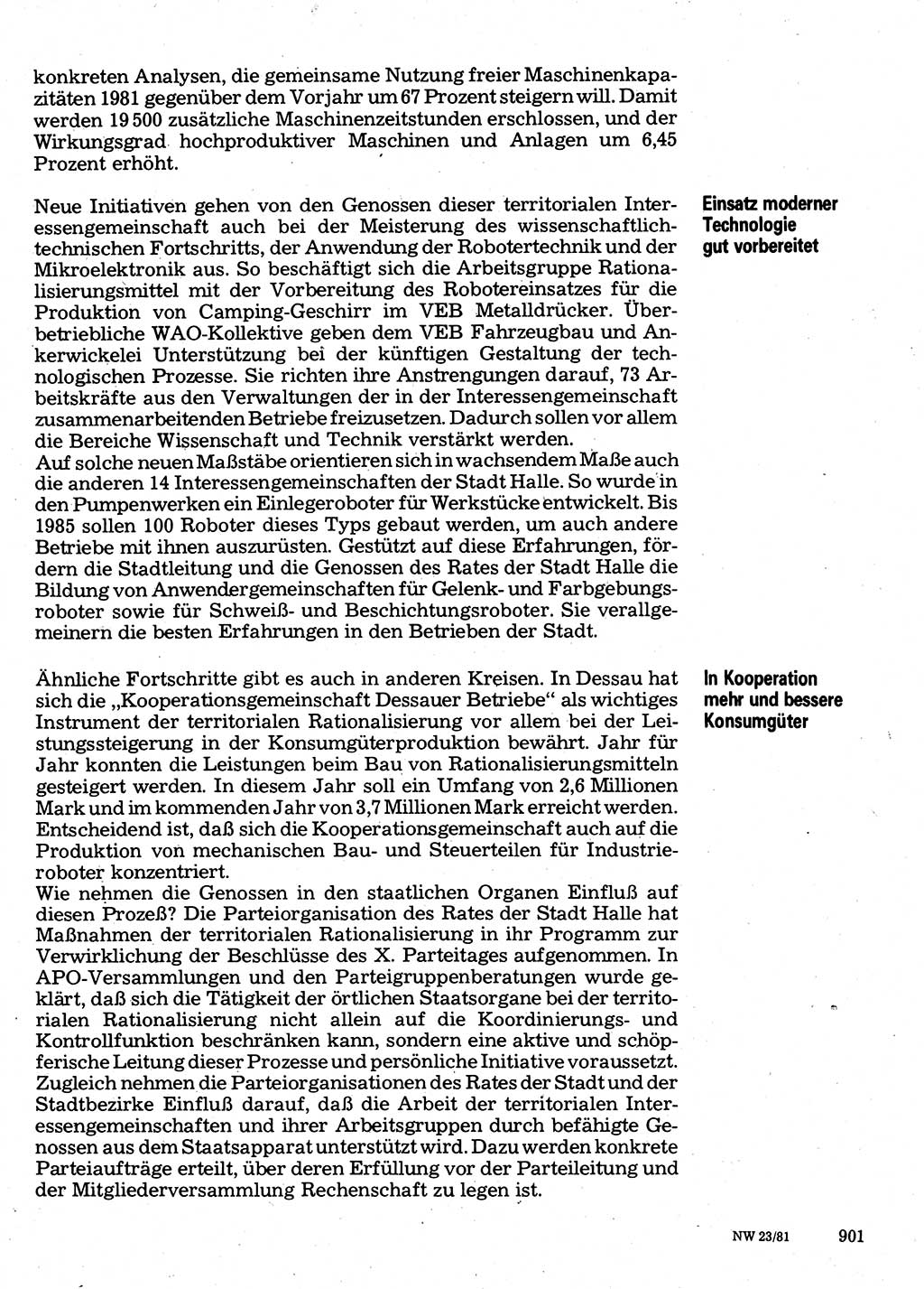 Neuer Weg (NW), Organ des Zentralkomitees (ZK) der SED (Sozialistische Einheitspartei Deutschlands) für Fragen des Parteilebens, 36. Jahrgang [Deutsche Demokratische Republik (DDR)] 1981, Seite 901 (NW ZK SED DDR 1981, S. 901)