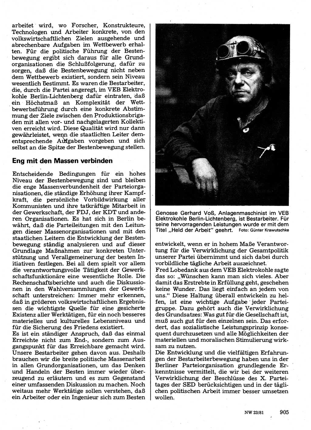 Neuer Weg (NW), Organ des Zentralkomitees (ZK) der SED (Sozialistische Einheitspartei Deutschlands) für Fragen des Parteilebens, 36. Jahrgang [Deutsche Demokratische Republik (DDR)] 1981, Seite 905 (NW ZK SED DDR 1981, S. 905)