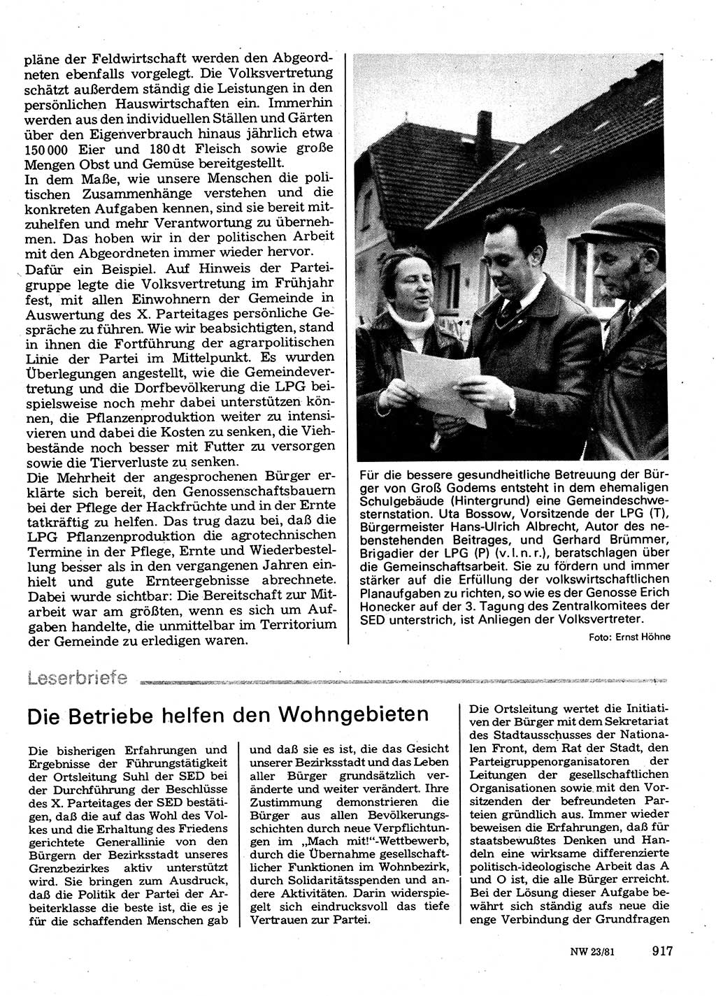 Neuer Weg (NW), Organ des Zentralkomitees (ZK) der SED (Sozialistische Einheitspartei Deutschlands) für Fragen des Parteilebens, 36. Jahrgang [Deutsche Demokratische Republik (DDR)] 1981, Seite 917 (NW ZK SED DDR 1981, S. 917)