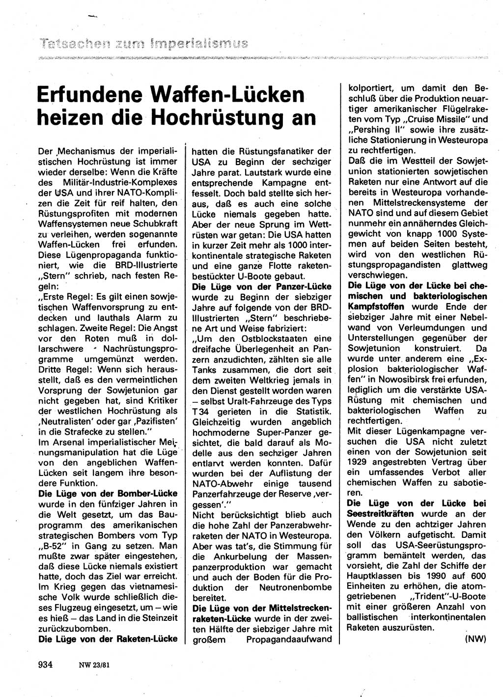 Neuer Weg (NW), Organ des Zentralkomitees (ZK) der SED (Sozialistische Einheitspartei Deutschlands) für Fragen des Parteilebens, 36. Jahrgang [Deutsche Demokratische Republik (DDR)] 1981, Seite 934 (NW ZK SED DDR 1981, S. 934)