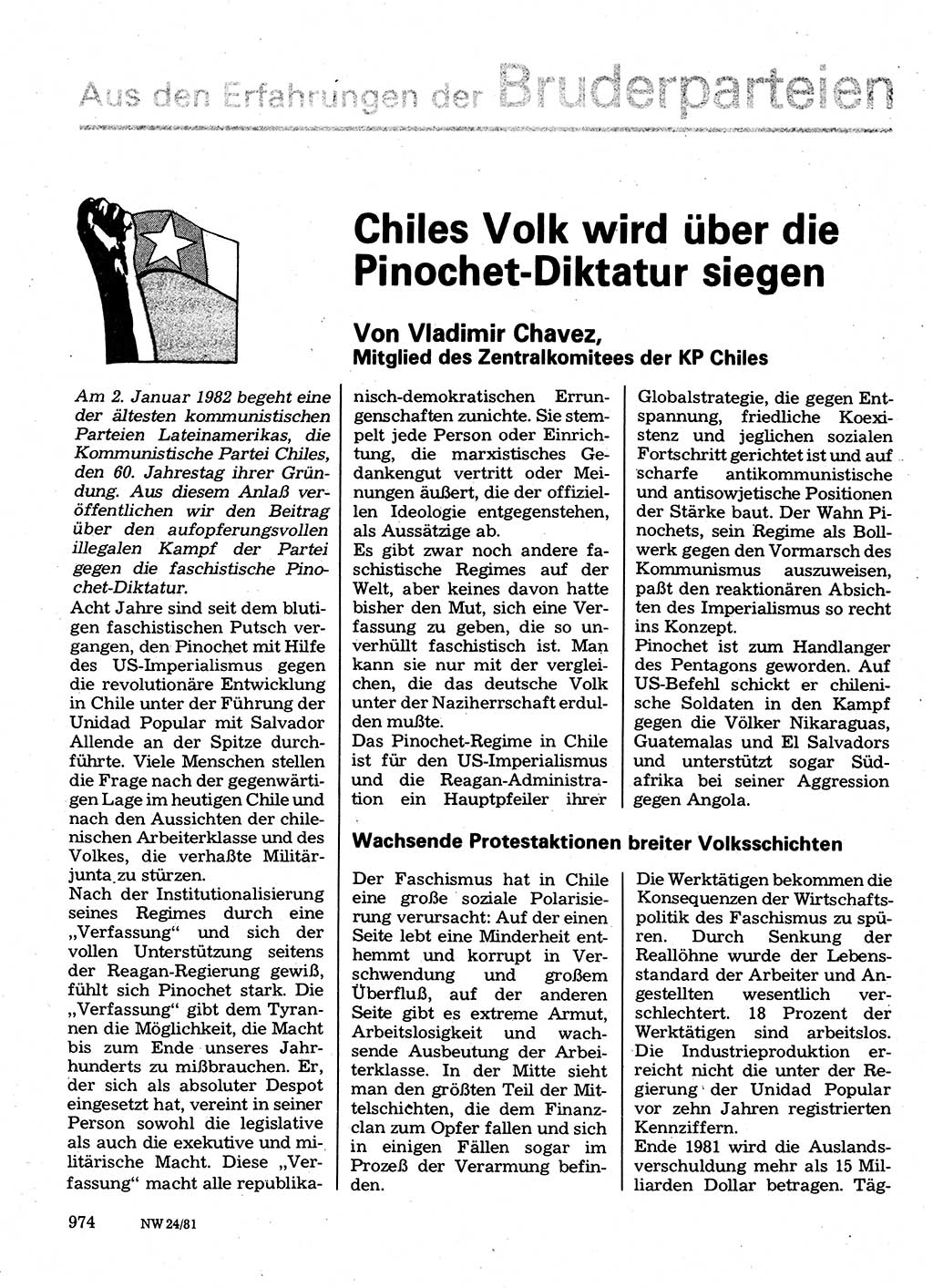Neuer Weg (NW), Organ des Zentralkomitees (ZK) der SED (Sozialistische Einheitspartei Deutschlands) für Fragen des Parteilebens, 36. Jahrgang [Deutsche Demokratische Republik (DDR)] 1981, Seite 974 (NW ZK SED DDR 1981, S. 974)