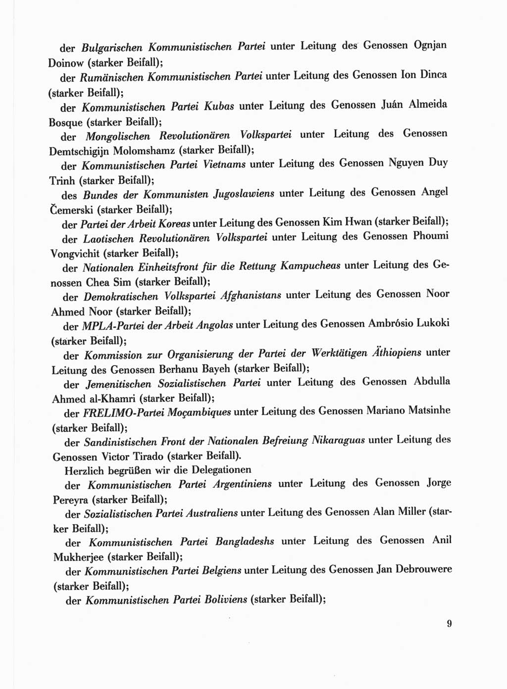 Protokoll der Verhandlungen des Ⅹ. Parteitages der Sozialistischen Einheitspartei Deutschlands (SED) [Deutsche Demokratische Republik (DDR)] 1981, Band 1, Seite 9 (Prot. Verh. Ⅹ. PT SED DDR 1981, Bd. 1, S. 9)