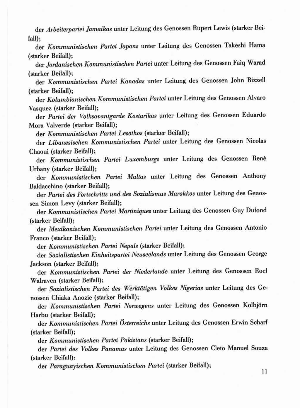 Protokoll der Verhandlungen des Ⅹ. Parteitages der Sozialistischen Einheitspartei Deutschlands (SED) [Deutsche Demokratische Republik (DDR)] 1981, Band 1, Seite 11 (Prot. Verh. Ⅹ. PT SED DDR 1981, Bd. 1, S. 11)