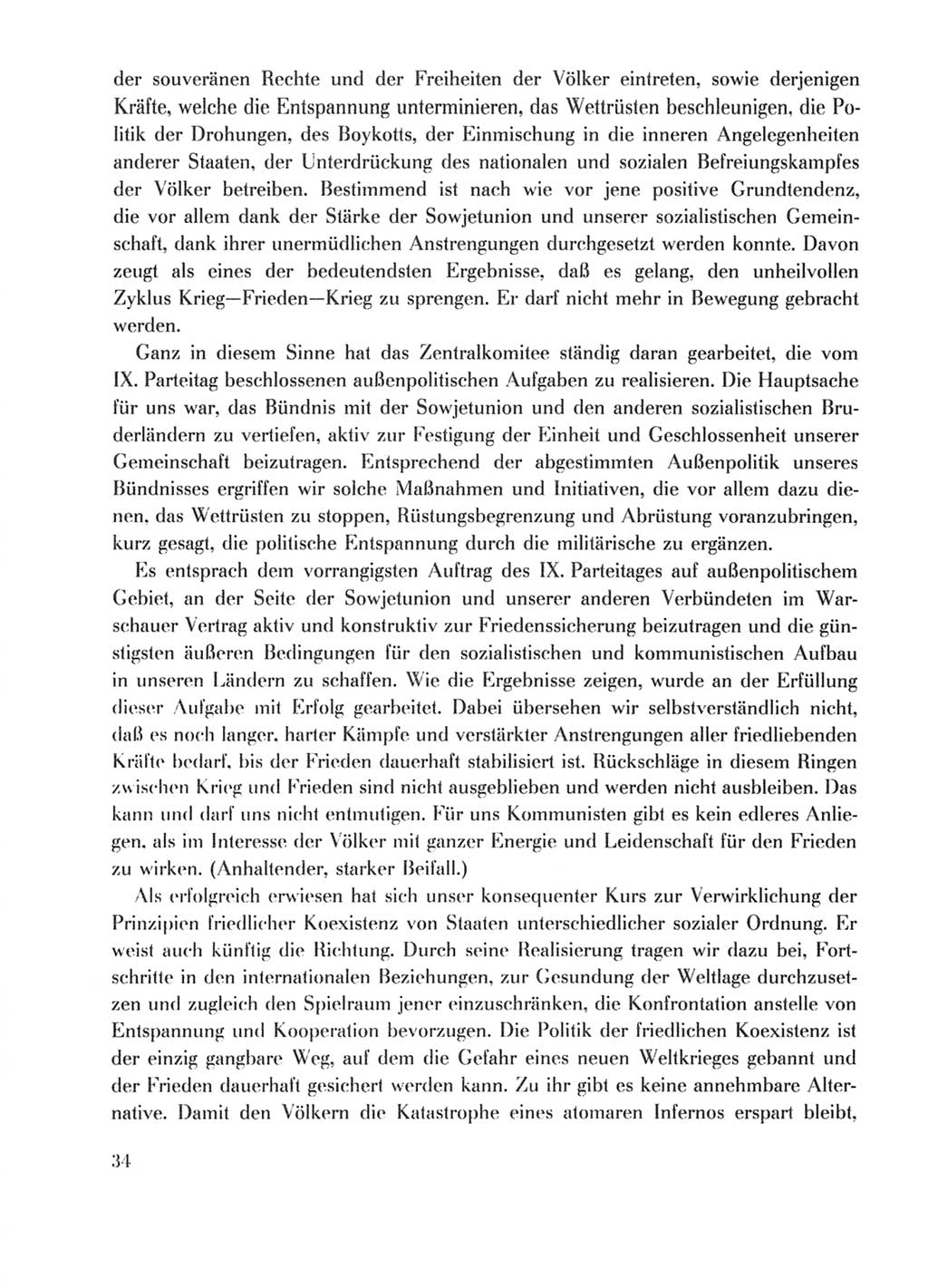 Protokoll der Verhandlungen des Ⅹ. Parteitages der Sozialistischen Einheitspartei Deutschlands (SED) [Deutsche Demokratische Republik (DDR)] 1981, Band 1, Seite 34 (Prot. Verh. Ⅹ. PT SED DDR 1981, Bd. 1, S. 34)