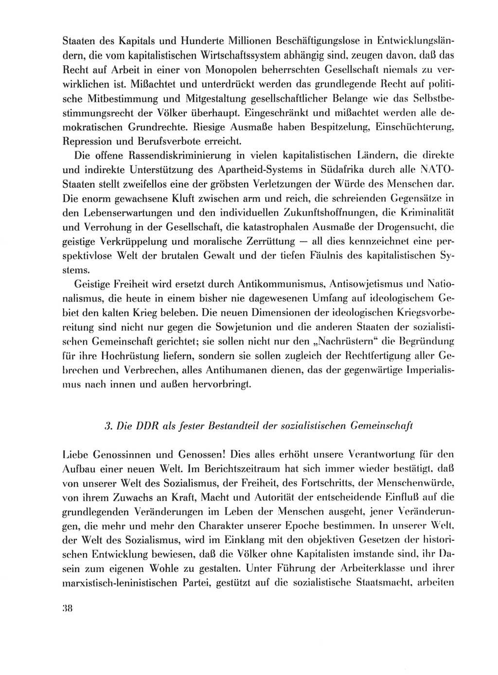 Protokoll der Verhandlungen des Ⅹ. Parteitages der Sozialistischen Einheitspartei Deutschlands (SED) [Deutsche Demokratische Republik (DDR)] 1981, Band 1, Seite 38 (Prot. Verh. Ⅹ. PT SED DDR 1981, Bd. 1, S. 38)