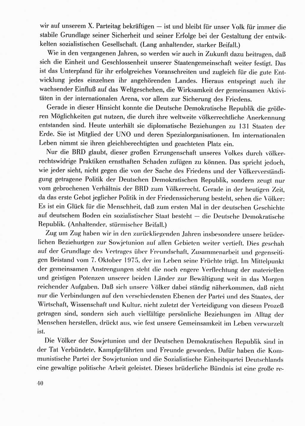 Protokoll der Verhandlungen des Ⅹ. Parteitages der Sozialistischen Einheitspartei Deutschlands (SED) [Deutsche Demokratische Republik (DDR)] 1981, Band 1, Seite 40 (Prot. Verh. Ⅹ. PT SED DDR 1981, Bd. 1, S. 40)