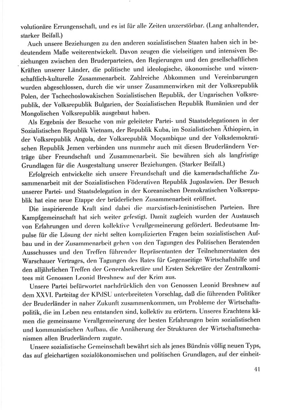 Protokoll der Verhandlungen des Ⅹ. Parteitages der Sozialistischen Einheitspartei Deutschlands (SED) [Deutsche Demokratische Republik (DDR)] 1981, Band 1, Seite 41 (Prot. Verh. Ⅹ. PT SED DDR 1981, Bd. 1, S. 41)
