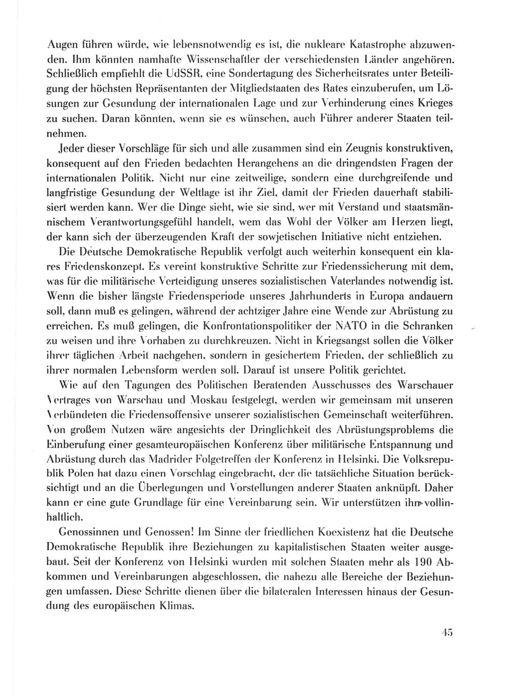 Protokoll der Verhandlungen des Ⅹ. Parteitages der Sozialistischen Einheitspartei Deutschlands (SED) [Deutsche Demokratische Republik (DDR)] 1981, Band 1, Seite 45 (Prot. Verh. Ⅹ. PT SED DDR 1981, Bd. 1, S. 45)