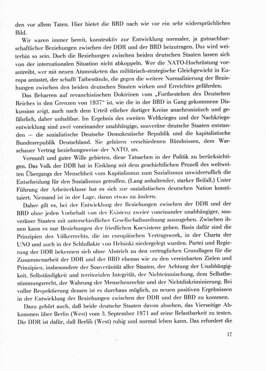 Protokoll der Verhandlungen des Ⅹ. Parteitages der Sozialistischen Einheitspartei Deutschlands (SED) [Deutsche Demokratische Republik (DDR)] 1981, Band 1, Seite 47 (Prot. Verh. Ⅹ. PT SED DDR 1981, Bd. 1, S. 47)