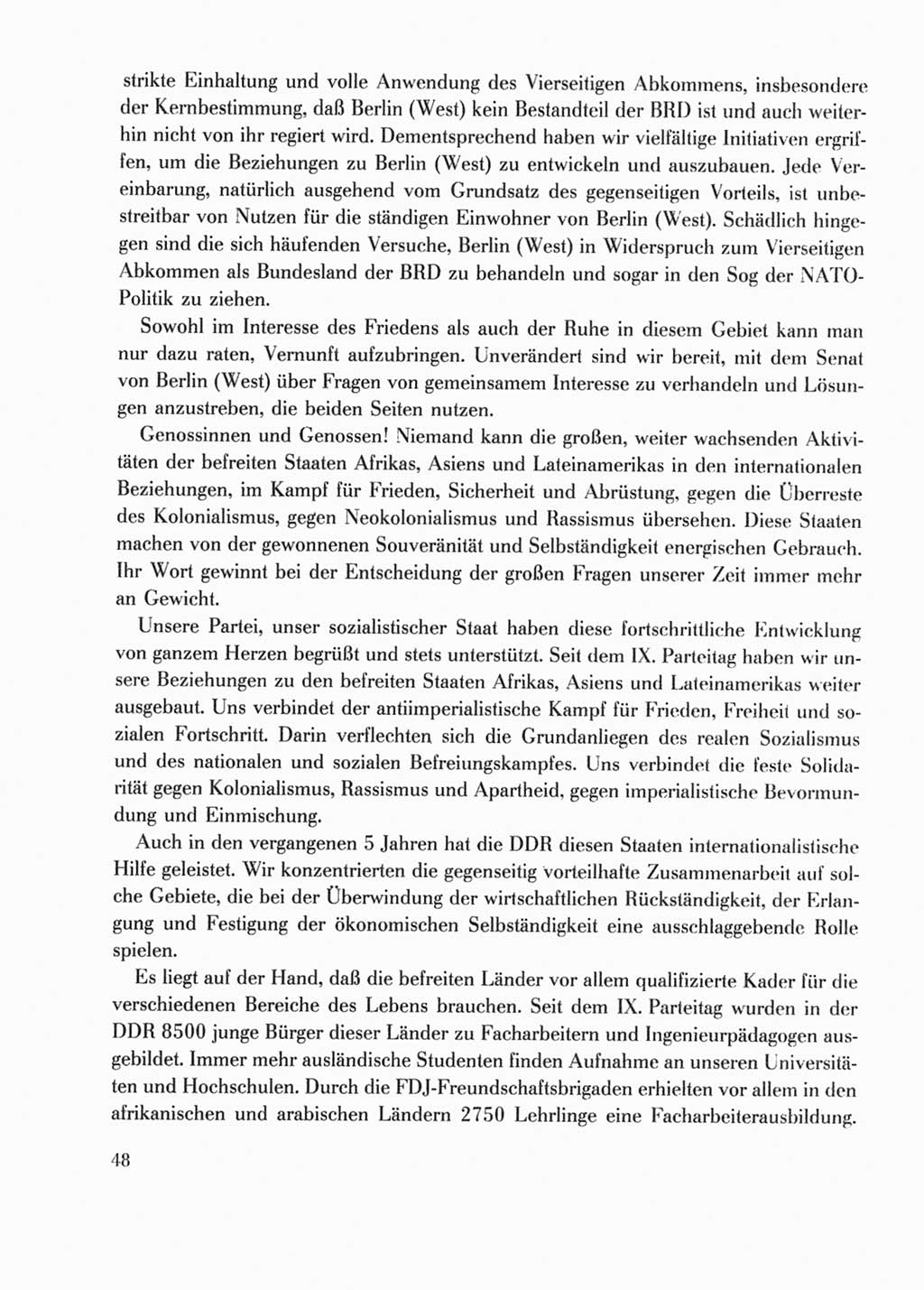Protokoll der Verhandlungen des Ⅹ. Parteitages der Sozialistischen Einheitspartei Deutschlands (SED) [Deutsche Demokratische Republik (DDR)] 1981, Band 1, Seite 48 (Prot. Verh. Ⅹ. PT SED DDR 1981, Bd. 1, S. 48)