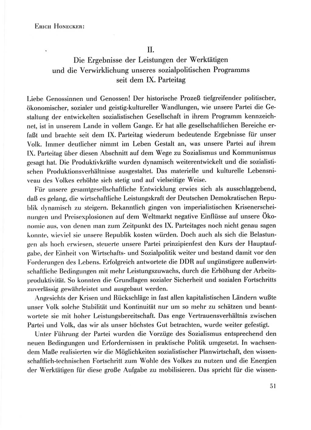 Protokoll der Verhandlungen des Ⅹ. Parteitages der Sozialistischen Einheitspartei Deutschlands (SED) [Deutsche Demokratische Republik (DDR)] 1981, Band 1, Seite 51 (Prot. Verh. Ⅹ. PT SED DDR 1981, Bd. 1, S. 51)