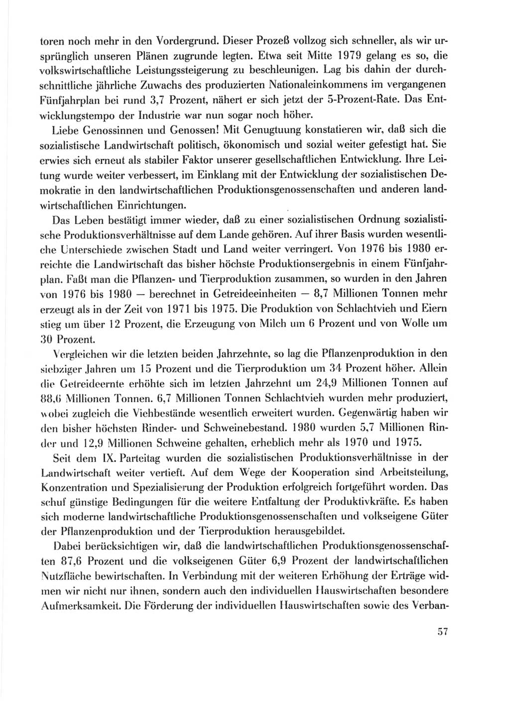 Protokoll der Verhandlungen des Ⅹ. Parteitages der Sozialistischen Einheitspartei Deutschlands (SED) [Deutsche Demokratische Republik (DDR)] 1981, Band 1, Seite 57 (Prot. Verh. Ⅹ. PT SED DDR 1981, Bd. 1, S. 57)