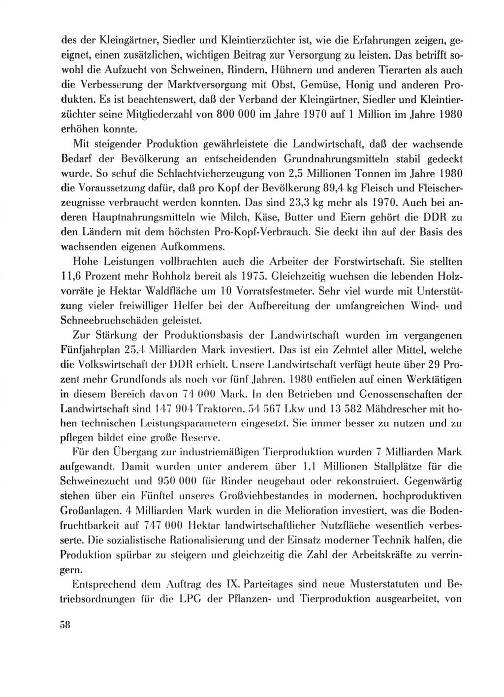 Protokoll der Verhandlungen des Ⅹ. Parteitages der Sozialistischen Einheitspartei Deutschlands (SED) [Deutsche Demokratische Republik (DDR)] 1981, Band 1, Seite 58 (Prot. Verh. Ⅹ. PT SED DDR 1981, Bd. 1, S. 58)