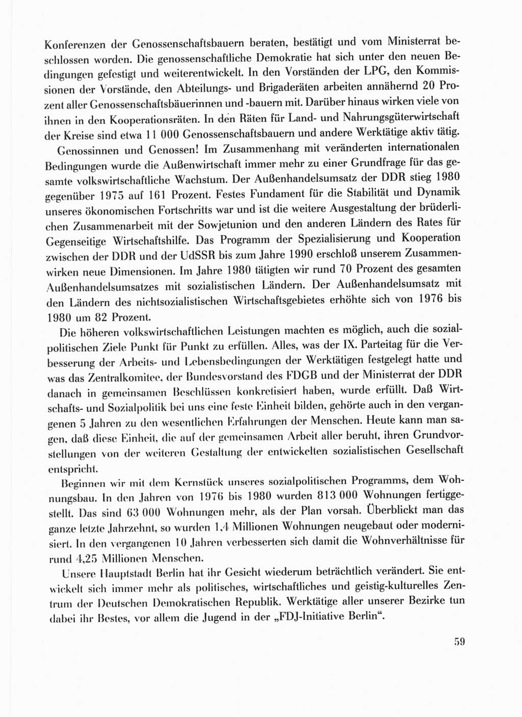 Protokoll der Verhandlungen des Ⅹ. Parteitages der Sozialistischen Einheitspartei Deutschlands (SED) [Deutsche Demokratische Republik (DDR)] 1981, Band 1, Seite 59 (Prot. Verh. Ⅹ. PT SED DDR 1981, Bd. 1, S. 59)