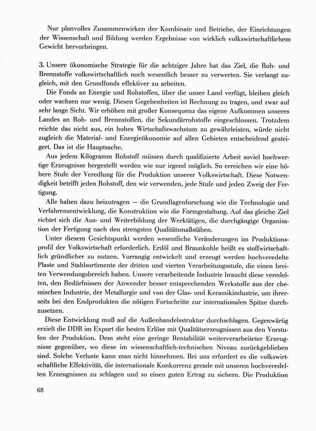 Protokoll der Verhandlungen des Ⅹ. Parteitages der Sozialistischen Einheitspartei Deutschlands (SED) [Deutsche Demokratische Republik (DDR)] 1981, Band 1, Seite 68 (Prot. Verh. Ⅹ. PT SED DDR 1981, Bd. 1, S. 68)