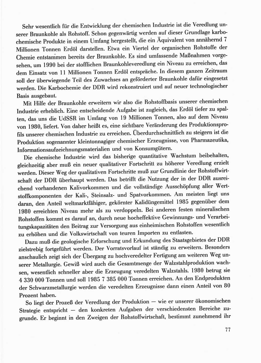 Protokoll der Verhandlungen des Ⅹ. Parteitages der Sozialistischen Einheitspartei Deutschlands (SED) [Deutsche Demokratische Republik (DDR)] 1981, Band 1, Seite 77 (Prot. Verh. Ⅹ. PT SED DDR 1981, Bd. 1, S. 77)