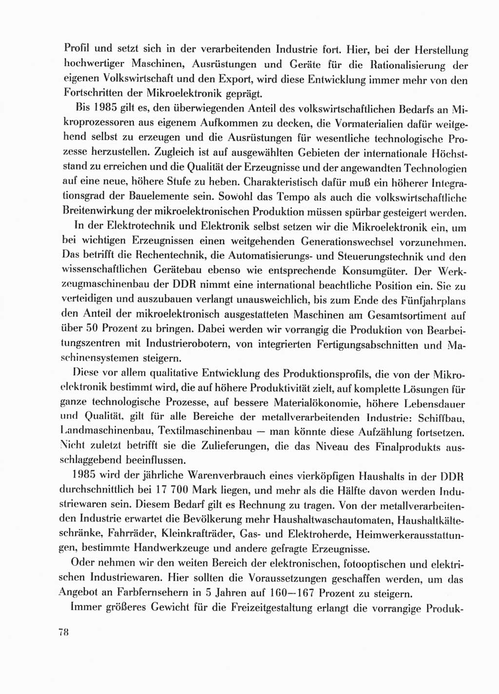 Protokoll der Verhandlungen des Ⅹ. Parteitages der Sozialistischen Einheitspartei Deutschlands (SED) [Deutsche Demokratische Republik (DDR)] 1981, Band 1, Seite 78 (Prot. Verh. Ⅹ. PT SED DDR 1981, Bd. 1, S. 78)