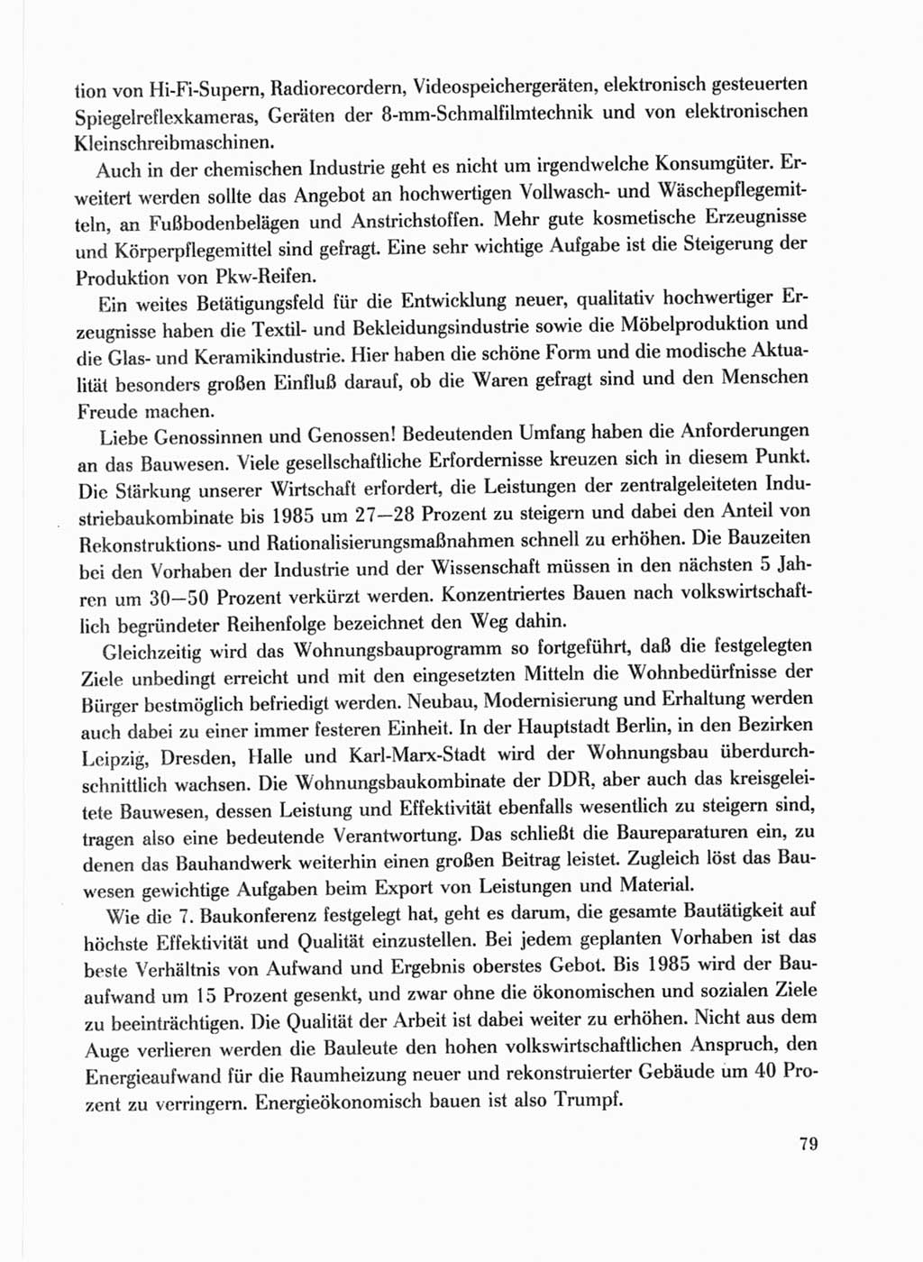 Protokoll der Verhandlungen des Ⅹ. Parteitages der Sozialistischen Einheitspartei Deutschlands (SED) [Deutsche Demokratische Republik (DDR)] 1981, Band 1, Seite 79 (Prot. Verh. Ⅹ. PT SED DDR 1981, Bd. 1, S. 79)