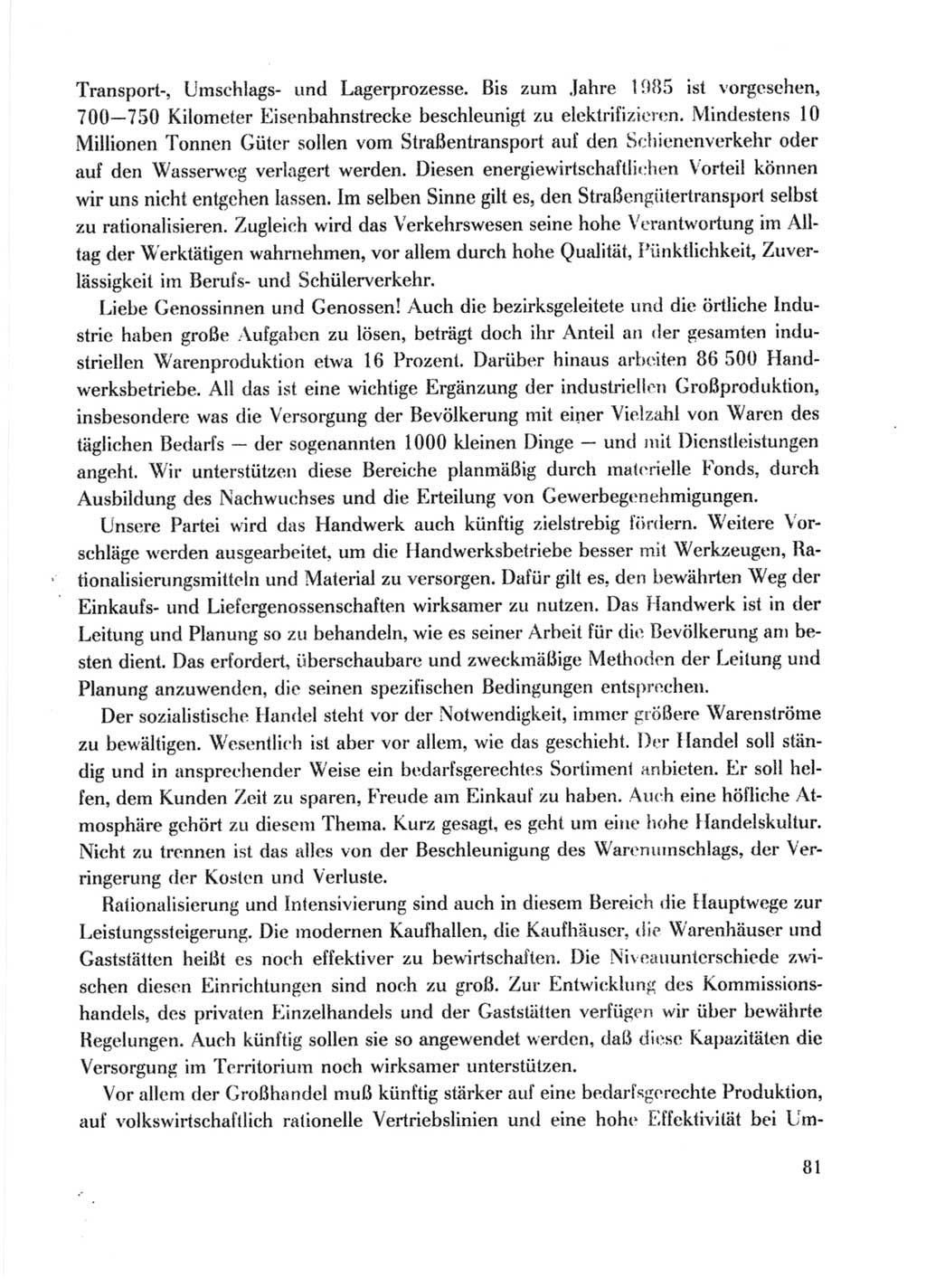 Protokoll der Verhandlungen des Ⅹ. Parteitages der Sozialistischen Einheitspartei Deutschlands (SED) [Deutsche Demokratische Republik (DDR)] 1981, Band 1, Seite 81 (Prot. Verh. Ⅹ. PT SED DDR 1981, Bd. 1, S. 81)