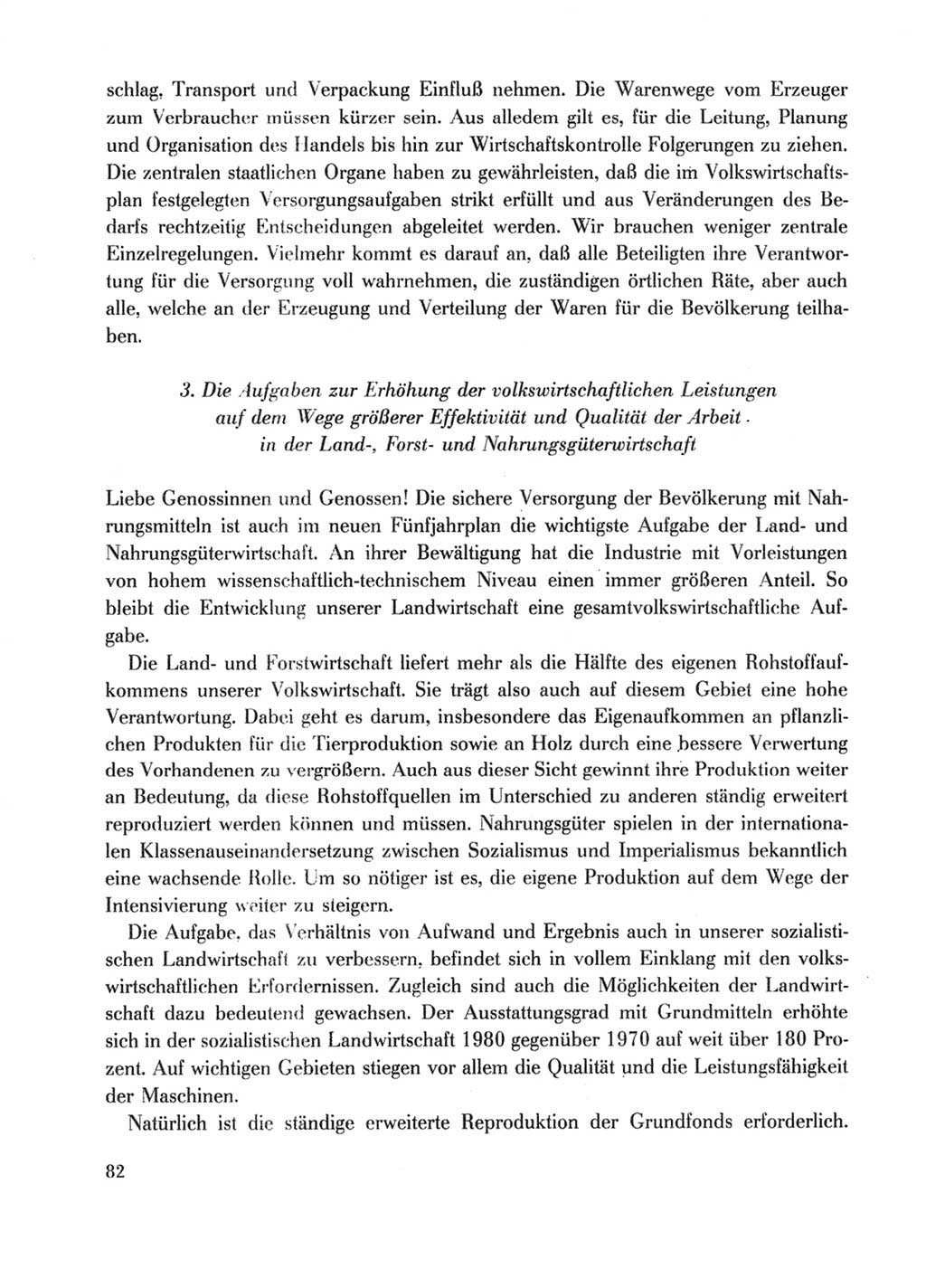 Protokoll der Verhandlungen des Ⅹ. Parteitages der Sozialistischen Einheitspartei Deutschlands (SED) [Deutsche Demokratische Republik (DDR)] 1981, Band 1, Seite 82 (Prot. Verh. Ⅹ. PT SED DDR 1981, Bd. 1, S. 82)
