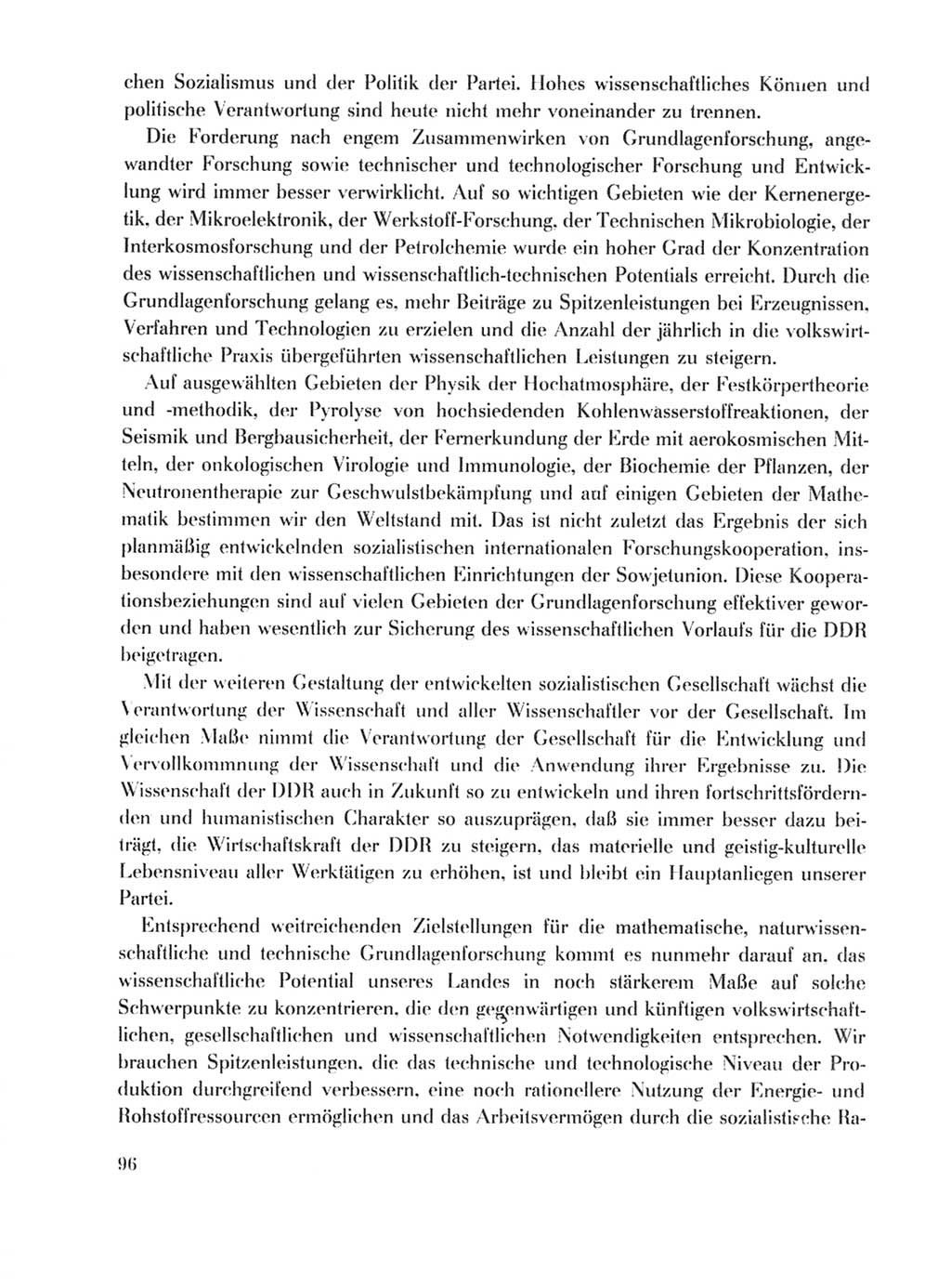 Protokoll der Verhandlungen des Ⅹ. Parteitages der Sozialistischen Einheitspartei Deutschlands (SED) [Deutsche Demokratische Republik (DDR)] 1981, Band 1, Seite 96 (Prot. Verh. Ⅹ. PT SED DDR 1981, Bd. 1, S. 96)