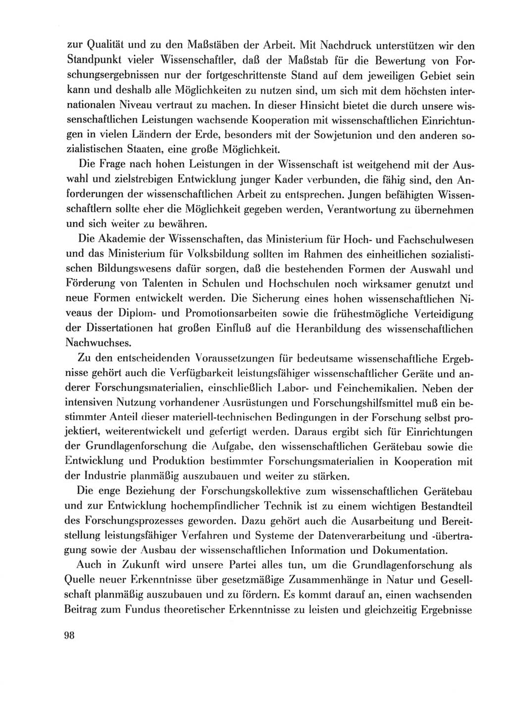 Protokoll der Verhandlungen des Ⅹ. Parteitages der Sozialistischen Einheitspartei Deutschlands (SED) [Deutsche Demokratische Republik (DDR)] 1981, Band 1, Seite 98 (Prot. Verh. Ⅹ. PT SED DDR 1981, Bd. 1, S. 98)
