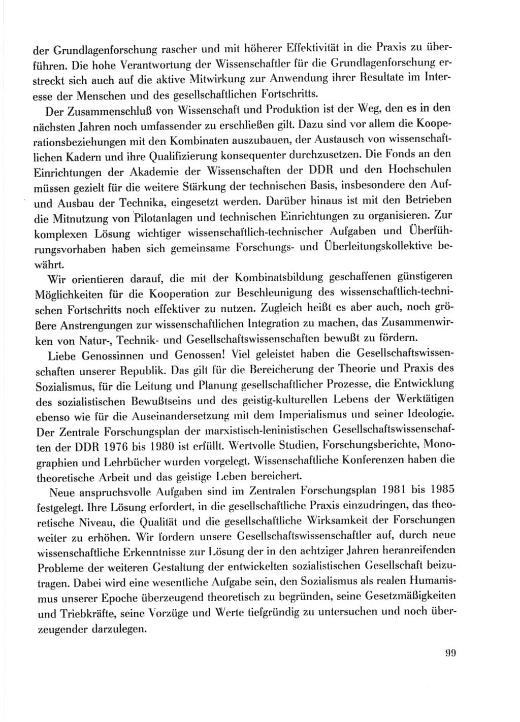 Protokoll der Verhandlungen des Ⅹ. Parteitages der Sozialistischen Einheitspartei Deutschlands (SED) [Deutsche Demokratische Republik (DDR)] 1981, Band 1, Seite 99 (Prot. Verh. Ⅹ. PT SED DDR 1981, Bd. 1, S. 99)