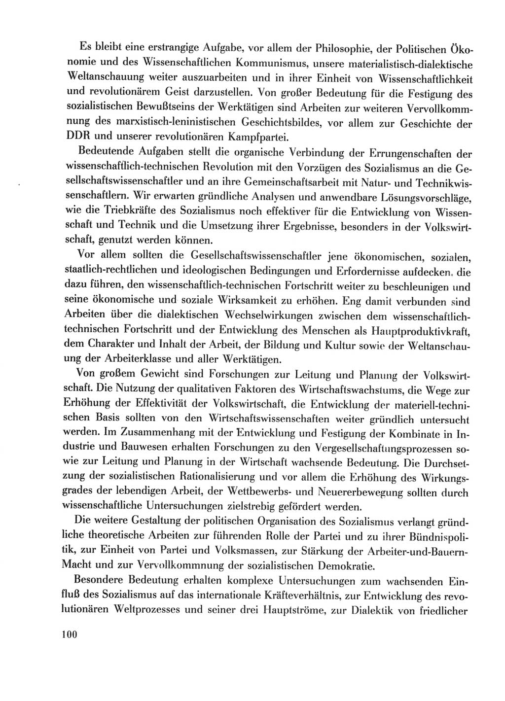 Protokoll der Verhandlungen des Ⅹ. Parteitages der Sozialistischen Einheitspartei Deutschlands (SED) [Deutsche Demokratische Republik (DDR)] 1981, Band 1, Seite 100 (Prot. Verh. Ⅹ. PT SED DDR 1981, Bd. 1, S. 100)
