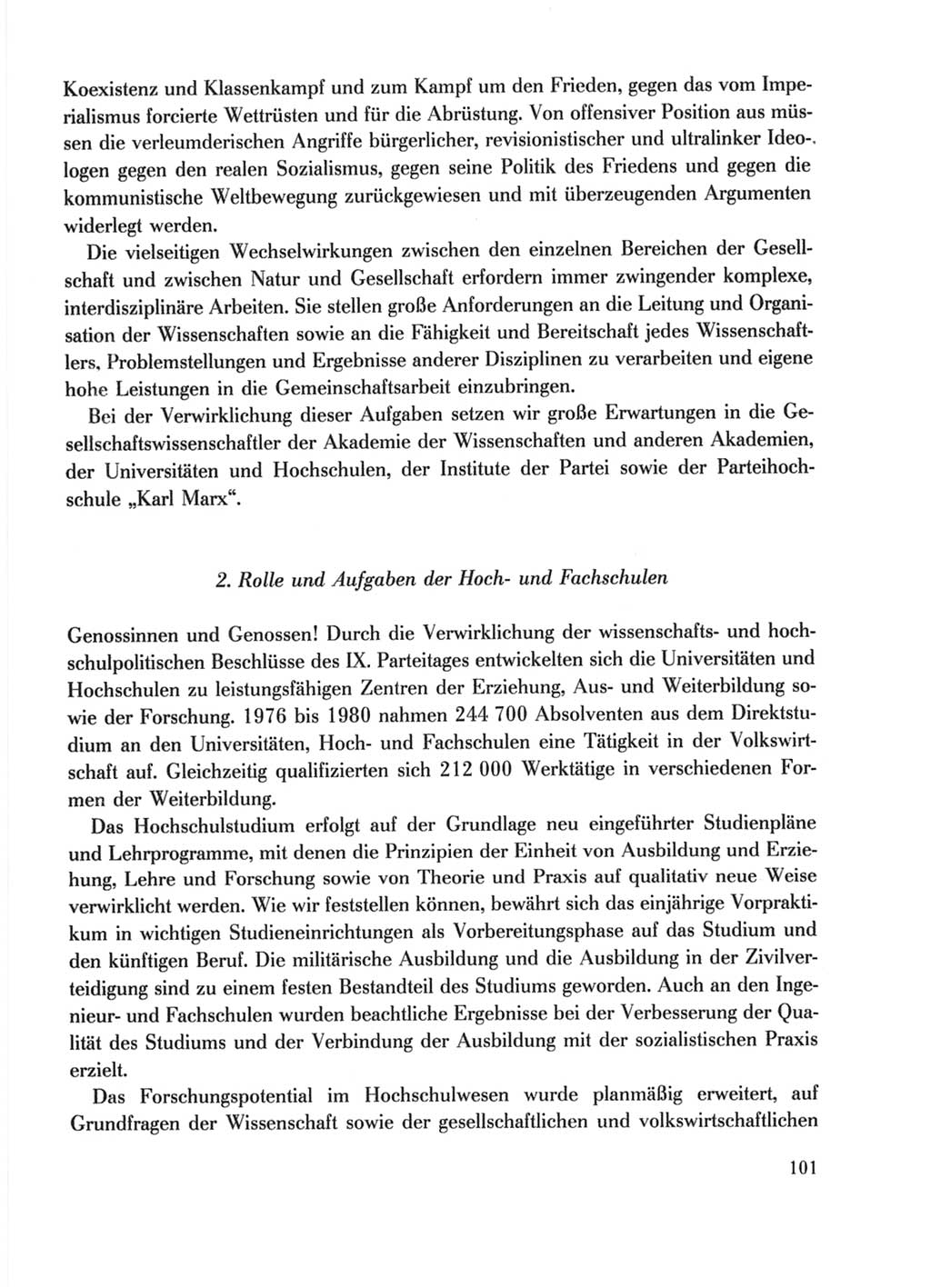 Protokoll der Verhandlungen des Ⅹ. Parteitages der Sozialistischen Einheitspartei Deutschlands (SED) [Deutsche Demokratische Republik (DDR)] 1981, Band 1, Seite 101 (Prot. Verh. Ⅹ. PT SED DDR 1981, Bd. 1, S. 101)