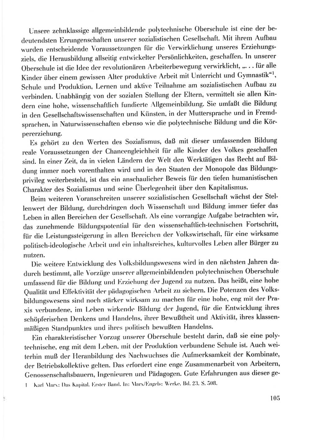 Protokoll der Verhandlungen des Ⅹ. Parteitages der Sozialistischen Einheitspartei Deutschlands (SED) [Deutsche Demokratische Republik (DDR)] 1981, Band 1, Seite 105 (Prot. Verh. Ⅹ. PT SED DDR 1981, Bd. 1, S. 105)