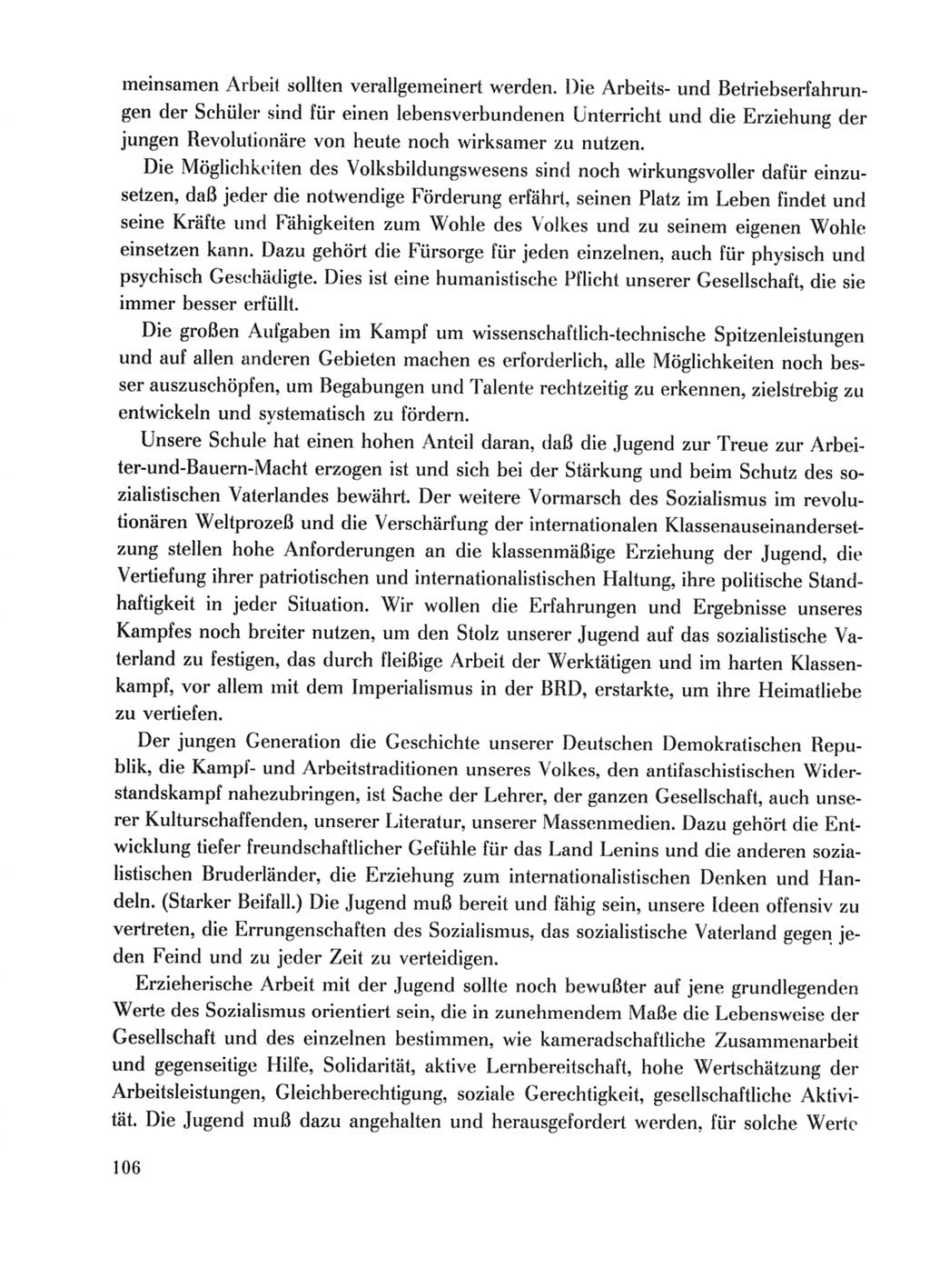 Protokoll der Verhandlungen des Ⅹ. Parteitages der Sozialistischen Einheitspartei Deutschlands (SED) [Deutsche Demokratische Republik (DDR)] 1981, Band 1, Seite 106 (Prot. Verh. Ⅹ. PT SED DDR 1981, Bd. 1, S. 106)