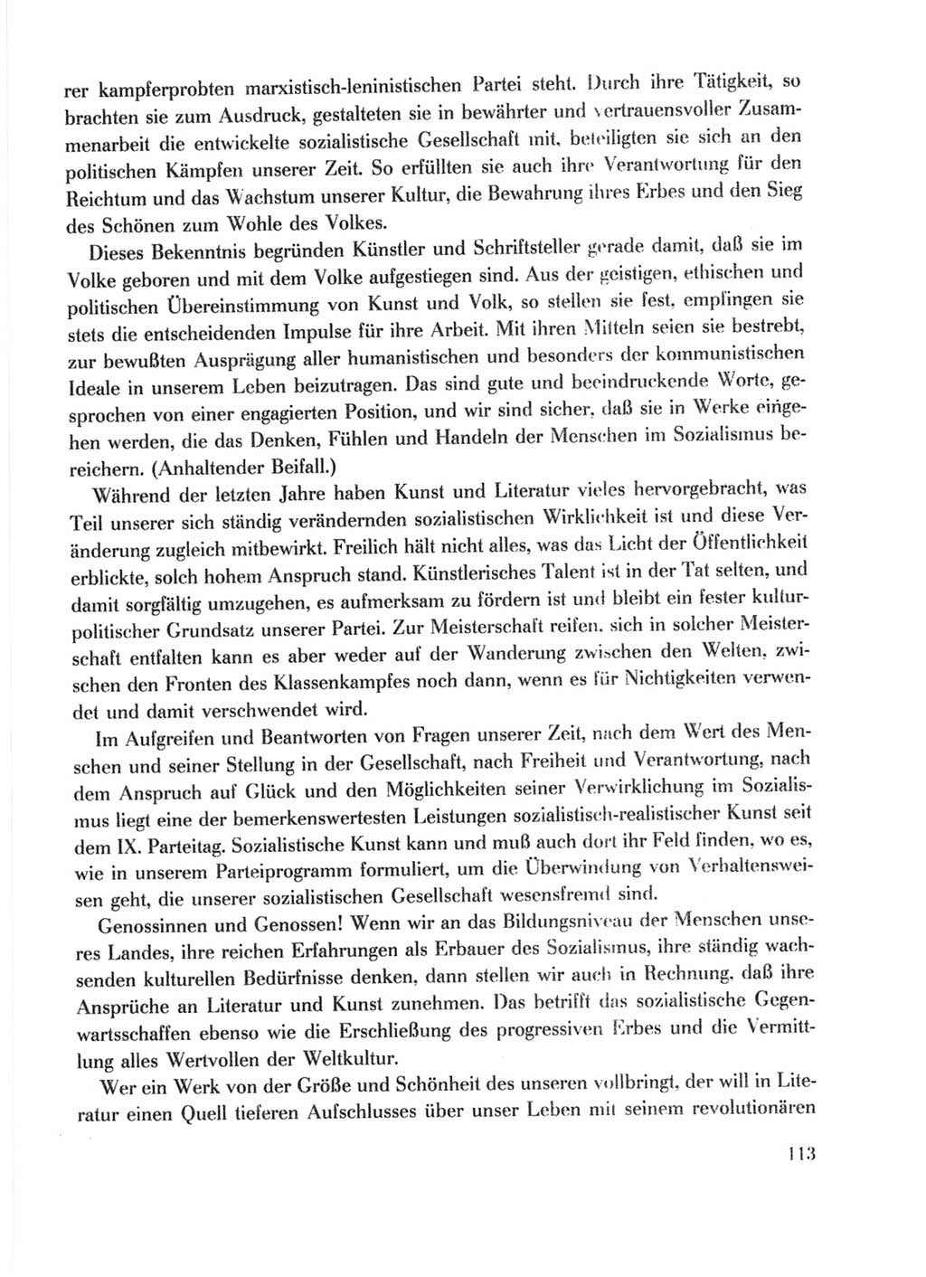 Protokoll der Verhandlungen des Ⅹ. Parteitages der Sozialistischen Einheitspartei Deutschlands (SED) [Deutsche Demokratische Republik (DDR)] 1981, Band 1, Seite 113 (Prot. Verh. Ⅹ. PT SED DDR 1981, Bd. 1, S. 113)
