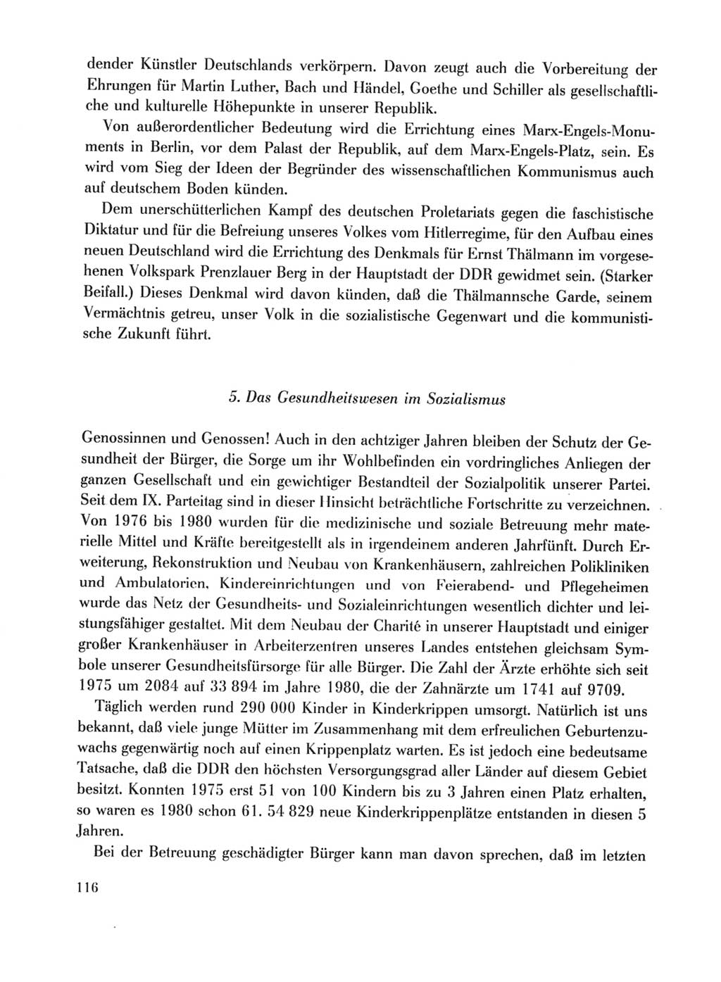 Protokoll der Verhandlungen des Ⅹ. Parteitages der Sozialistischen Einheitspartei Deutschlands (SED) [Deutsche Demokratische Republik (DDR)] 1981, Band 1, Seite 116 (Prot. Verh. Ⅹ. PT SED DDR 1981, Bd. 1, S. 116)