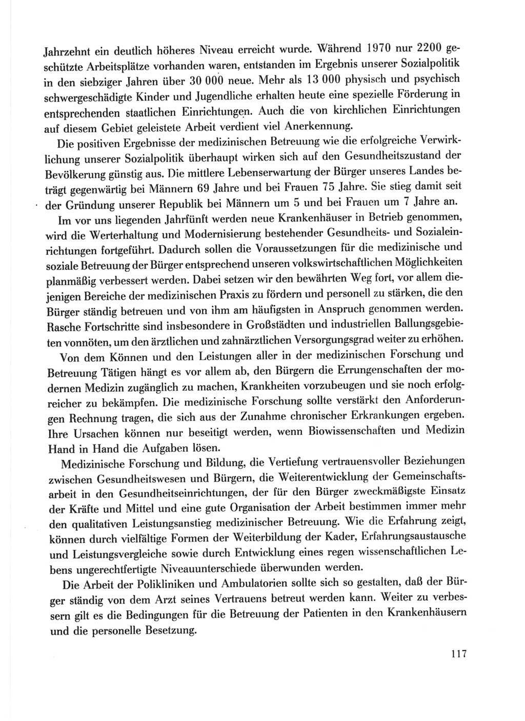Protokoll der Verhandlungen des Ⅹ. Parteitages der Sozialistischen Einheitspartei Deutschlands (SED) [Deutsche Demokratische Republik (DDR)] 1981, Band 1, Seite 117 (Prot. Verh. Ⅹ. PT SED DDR 1981, Bd. 1, S. 117)